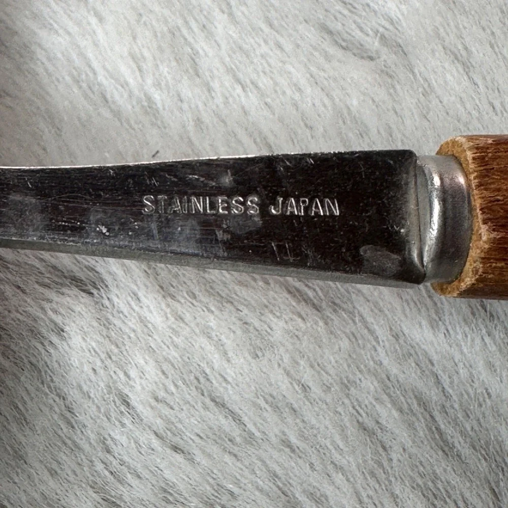 Vintage MCM Cheese Slicer Wooden Stainless Handle Charcuterie Japan Made